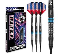 RED DRAGON Vengeance Blue - Set di freccette morbide in tungsteno, 20 g, con alette e steli