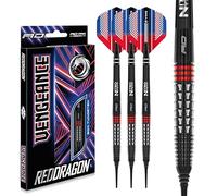 RED DRAGON Vengeance Red - Set di freccette morbide in tungsteno, 20 g, con alette e steli