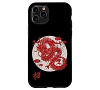 Red Dragon White Rising Sun Chinese Strength Symbol Custodia per iPhone 11 Pro