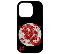 Red Dragon White Rising Sun Chinese Strength Symbol Custodia per iPhone 14 Pro