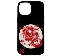 Red Dragon White Rising Sun Chinese Strength Symbol Custodia per iPhone 15