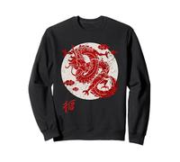 Red Dragon White Rising Sun Chinese Strength Symbol Felpa