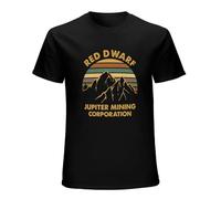 Red Dwarf Jupiter Mining Corporation Vintage Mountain T-Shirt Graphic Tee Printed Top Mens Black Shirt M