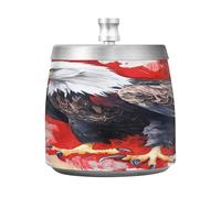 Red Eagle Posacenere in acciaio inox con coperchio, portacenere antivento per esterni e interni, portacenere per fumatori, posacenere da scrivania, per casa e ufficio