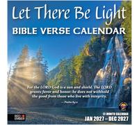 RED EMBER Calendario da parete cristiano 2027 Let There Be Light con versi | 12 mesi | 30,5 cm x 61 cm aperto | Carta spessa e robusta | Calendario cristiano delle Scritture religiose 2027