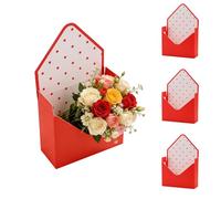 Red Envelope Box, Valentines Day Envelope Gift Box - 3/7 PCS Envelopes Boxes Red for Flower Bouquets, Romantic Handbag Design for Wedding, Proposal, Anniversary & Valentine's Day Gift (3pcs)