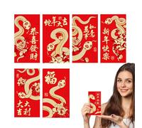 Red Envelopes - Chinese Red Envelopes | 6 X Red Envelopes For The Spring Festival, Red Money Packets, 2025 Gold Foil Year Of The Snake Red Envelopes For The Chinese New Year
