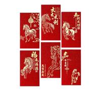 Red Envelopes For Money - 6 pezzi tasca con motivo a cavallo | 2026 Auspicious Cloud Pattern Lunar New Year Red Envelope for Boys Girls Adults Friends Birthday Celebration Winter Festival and Others