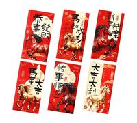 Red Envelopes Set - 6 Pieces Holiday Packets, Year Of The Horse 2026 Gear | Festive Red Envelopes For Birthday Party Wedding Celebration Spring Festival Family Gathering Christmas Holiday Use