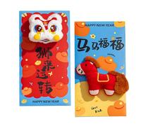 Red Envelopes With 3D Plush Doll Design - Plush Design Chinese Envelopes, Chinese New Year Gift Packet For Kid For Christmas, Weddings, Birthdays, Home Gatherings, Family, Friends, Kids, Adults