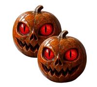Red-Eyed Pumpkin Figurine, Handmade Halloween Marbled Resin Sculpture, Healing Artwork, Suitable for Home or Office Decoration(2pcs)