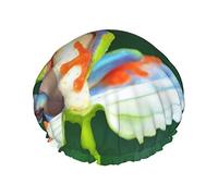 Red Eyed Tree Frog Cuffie da Doccia per Donna Cuffia da Bagno per Doccia Impermeabile Riutilizzabile Doppio Strato Cappello da Bagno per Doccia Elastico con Fodera in Peva Morbida e Confortevole Cuf