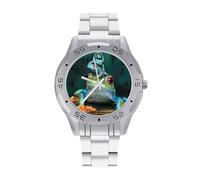 Red Eyed Tree Frog Orologi da uomo in acciaio inox cinturino analogico al quarzo orologio da polso business, Stile:, regular, Bracciale