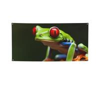 Red Eyes Tree Frogs Banner Sign per esterni interni compleanno sfondo poster decorazioni per feste forniture sfondo foto con occhielli bandiera da parete personalizzata