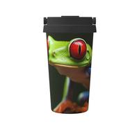 Red Eyes Tree Frogs Tumbler con coperchio e manico 500 ml in acciaio inox tazza per auto per bevande calde e fredde, tazza da caffè isolata a doppia parete riutilizzabile tazze thermos tazze regalo di