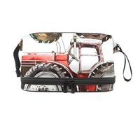 Red Farm Tractor - Trousse per cosmetici a doppio strato, per donne e ragazze, borsa da viaggio per trucchi e trucchi, con scomparto per pennelli, Multi, 27x15x14 cm/10.6x5.9x5.5 in, Beauty case