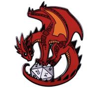 Red Fire Dragon Sword Fantasy Dice How Do You Wanna Do This Roll Die Want Critical Hit Dungeon Game Twenty Multi Sided Die 3,6 cm Smalto Pin, 1.4 Inches, Smalto, Smaltato