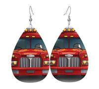 Red Fire Truck Orecchini In Pelle Divertenti Orecchini Moda Pendenti Per Feste Donne Tutti I Giorni