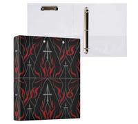Red Fires Cross - Raccoglitore a 3 anelli con portablocco da 3,8 cm, confezione da 2 pezzi, 200 fogli, colore: nero