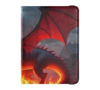 Red Flame Dragon - Porta passaporto decorativo in pelle per vaccino, custodia protettiva per passaporto impermeabile, Drago rosso fiamma, 1 size