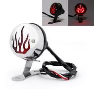 Red Flame Fire Rear Taillight Brake Light For Honda Cafe Racer Bobber Chrome