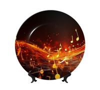 Red Flame Music Note Piatti decorativi in ceramica Bone China Piatto decorativo con espositore Ornamento in ceramica fatto a mano Personalità Porcellana Piatto da pranzo Artigianato per Home Office