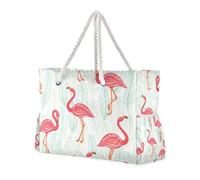 Red Flamingo - Borsa resistente alla sabbia con tasche laterali con cerniera, articoli essenziali da viaggio, regali da spiaggia, regali di compleanno per donne