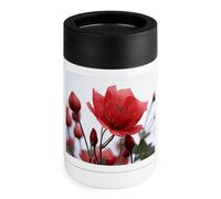 Red Flower Bud Can Cooler 340,2 g isolato in acciaio inox Cooler può coprire in acciaio inox supporto per bevande regali per uomini donne compleanno Natale