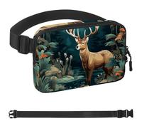 Red Flower River Deer-1899 - Marsupio unisex, alla moda, sportivo, sottile, alla moda, per jogging, escursionismo, donna, uomo, multicolore, 4 x 23 x 15 cm, Multicolore, 1.5x9.0x5.9in/4x23x15cm