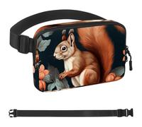 Red Flower Squirrel-1067 Marsupio da uomo e donna, marsupio con tracolla regolabile, alla moda, borsa a tracolla ovunque, per viaggi all'aperto, corsa, escursionismo, multicolore, Multicolore,
