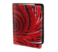 Red Flower Vortex Spiral Print elegante passaporto unisex viaggio business e tempo libero caso portafoglio documenti, Nero , Taglia unica