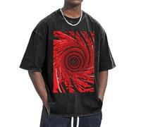 Red Flower Vortex Spiral Print Facilità ospitare diversi tipi di corpo Casual Manica corta Traspirabilità Moda, Nero , XXL