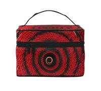 Red Flower Vortex Spiral Print Portable Travel Makeup Case Versatile Zipper per Makeup Bag Grande Capacità Poliestere, Nero, Taglia Unica, Nero, One Size