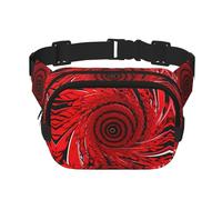 Red Flower Vortex Spiral Square Doppio Strato Marsupio Mini Regolabile Cintura Borsa Esercizio Corsa Viaggi Escursioni, nero, Taglia unica