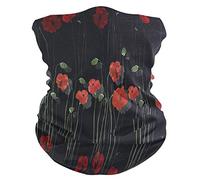 Red Flowers of Poppies On Black 26X30Cm Protezione UV Scaldacollo Antipolvere Sciarpa A Mezza Faccia per Escursionismo Campeggio Sports