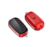 (Red For Lightning) Mini Solar Power Bank Portable Keychain Powerbank For Cell Phone 1200mAh-Good
