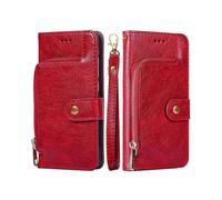 (Red) For ZTE Axon 30 Pro 5G Zipper Bag PU + TPU Horizontal Flip Leather Case with Holder & Card Slot & Wallet & Lanyard