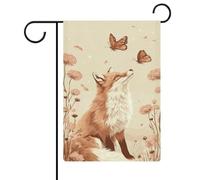 Red Fox Among Tall Wildflowers Orange Butterflies Garden Flag Seasonal Holiday juta double face casa cortile bandiere esterne 30,5 x 45,7 cm