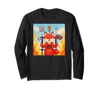 Red Fox Cooking Grill BBQ Funny Gift Red Fox Maglia a Manica