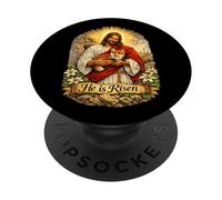 Red Fox He Is Risen Easter Resurrection Croce sconfitta PopSockets PopGrip Adesivo