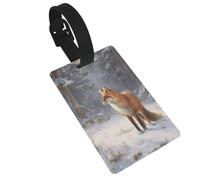 Red Fox in A Quiet Snowy Forest etichette per bagagli etichetta ID etichetta valigia, ideale per viaggi crociera zaini borsa