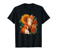 Red Fox osserva Tre Grandi Rose per Le Mamme Che Amano Maglietta