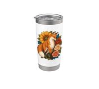 Red Fox osserva tre rose Bicchiere termico in acciaio inox doppia parete