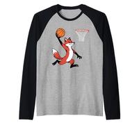 Red Fox Playing Sports Wild Animal Basketball Maglia con Maniche Raglan