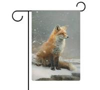 Red Fox Sits by The River - Bandiera da giardino stagionale in iuta double-face, 30,5 x 45,7 cm