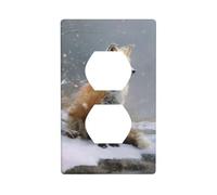 Red Fox Sits by The River - Copertura decorativa per interruttore della luce, 1 banda, per cucina, camera da letto, bagno, dimensioni 7 x 11,4 cm