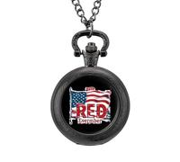 Red Friday Remember Everyone Deployed Orologio da tasca vintage in lega con ciondolo collana regalo per uomo donna, Stile nero, misura unica