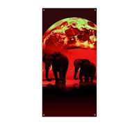 Red Full Moon Elephants Copertura per porta Banner 90x180cm Festone Festone Stagionale Cartello di Benvenuto Decorazione Verticale Porta Appeso Per Portico Ingresso Giardino Decor