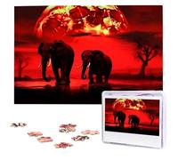 Red Full Moon Elephants Jigsaw Puzzle 1000 pezzi Puzzle in legno Immagine personalizzata Puzzle personalizzato per matrimonio adulto