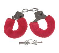 Red Furry Metallo Cromato Argento Amore Manette Partito Del Vestito Operato Hen